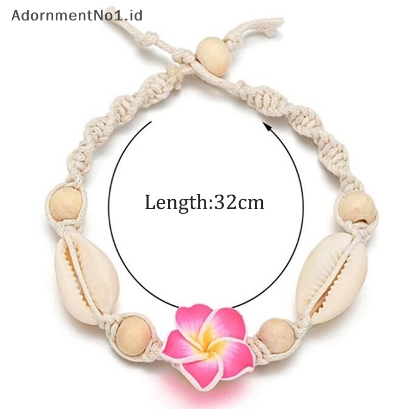 [AdornmentNo1] Bohemian Shell bunga Braided gelang kaki untuk wanita musim panas pantai Barefoot Bracelet Ankle