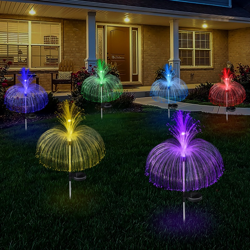 Pernikahan Natal Double Layers Jellyfish Light/Smart Light Control Yard Lawn Lighting/Lampu Serat Optik Reed Tenaga Surya/Lampu Arde Berubah Warna Tahan Air