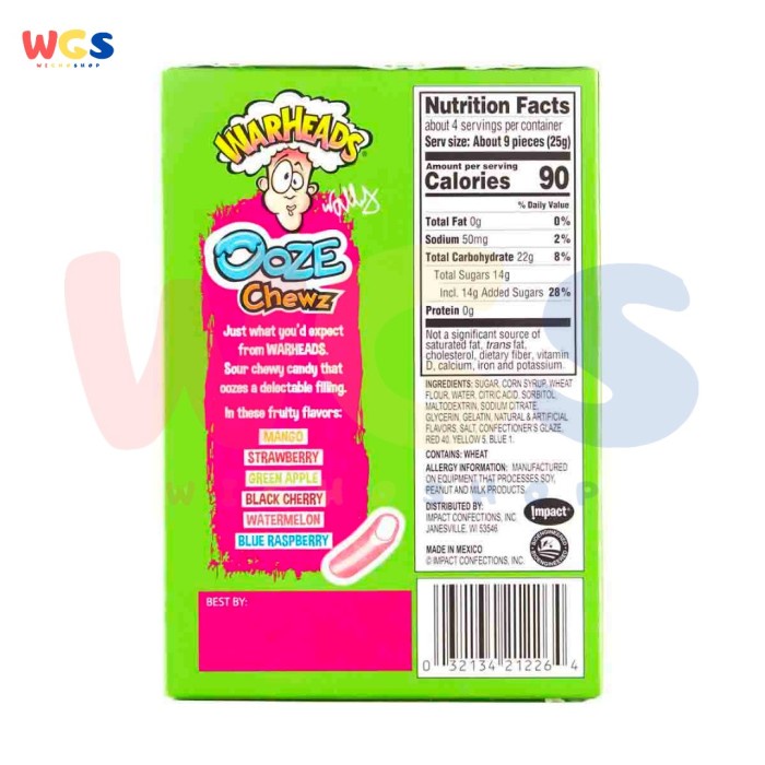 Warheads Sour Chewy Candy Filled with Ooze Fruity Flavor 3.5oz 99g