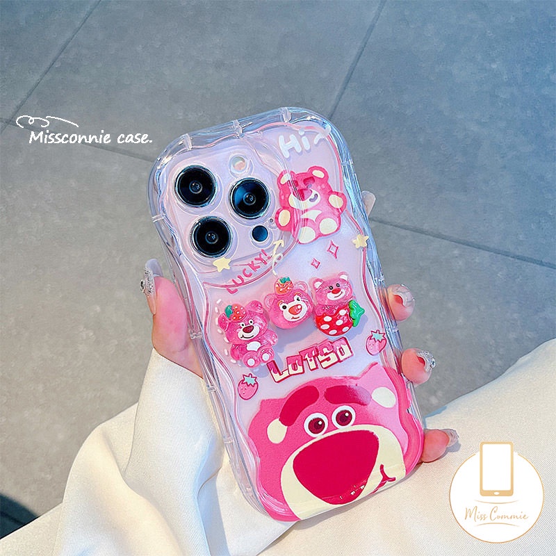 Boneka Kartun Lucu DIY Strawberry Bear Manyo Casing Untuk Redmi Note11 12 11s 10s 10 Pro Max 10Pro Redmi 10 9T 9 A1 A2 10C 10A 9C NFC 9A POCO M3 Soft Tpu 3D Wavy Curved Edge Case
