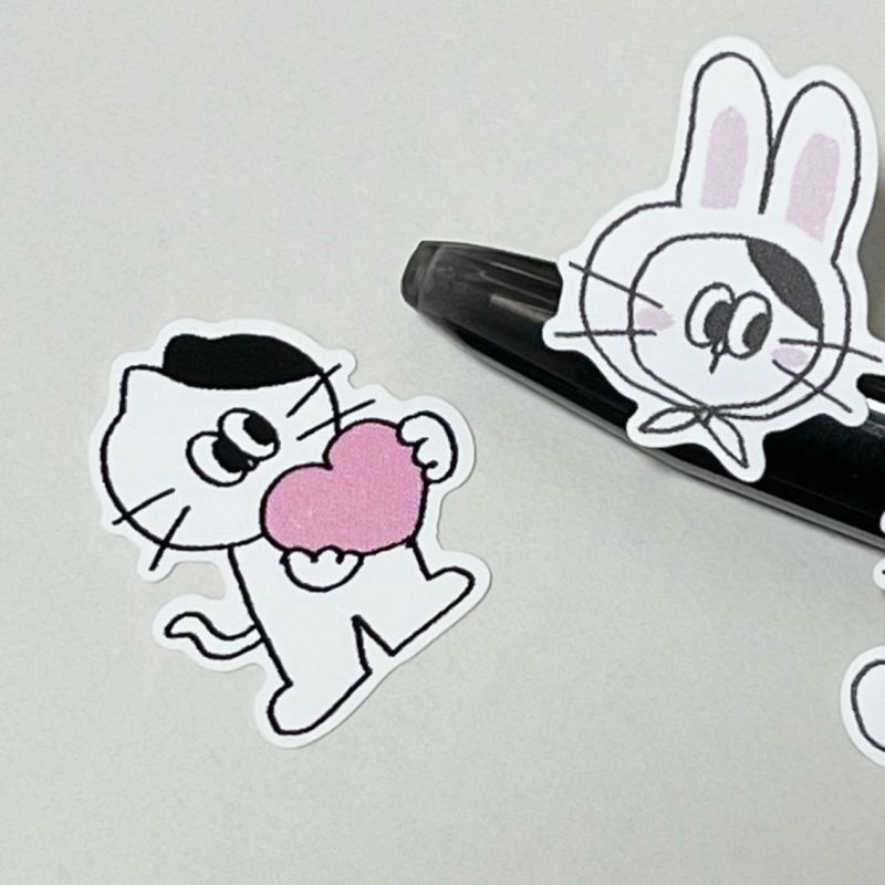 Ins Style Kartun Stiker Cinta Kelinci Kucing Jurnal Lucu Sealing Stickers