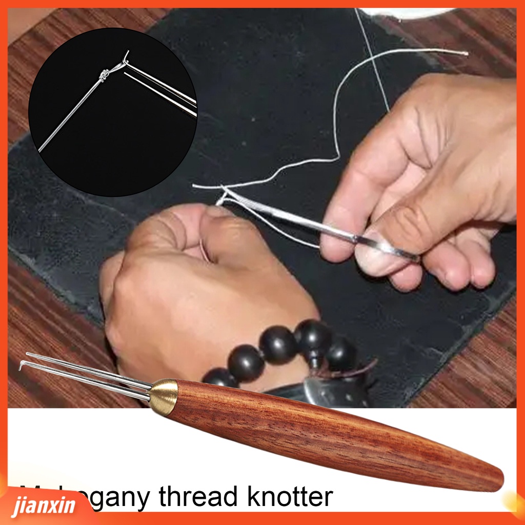 (In Stock) Knot Tying Tool Double Needles Cendana Handle Ujung Tajam Portable Anti-slip Tie Knot Stainless Steel Tippet Strand Knotter Fishing Hook Tie Device Alat Pancing