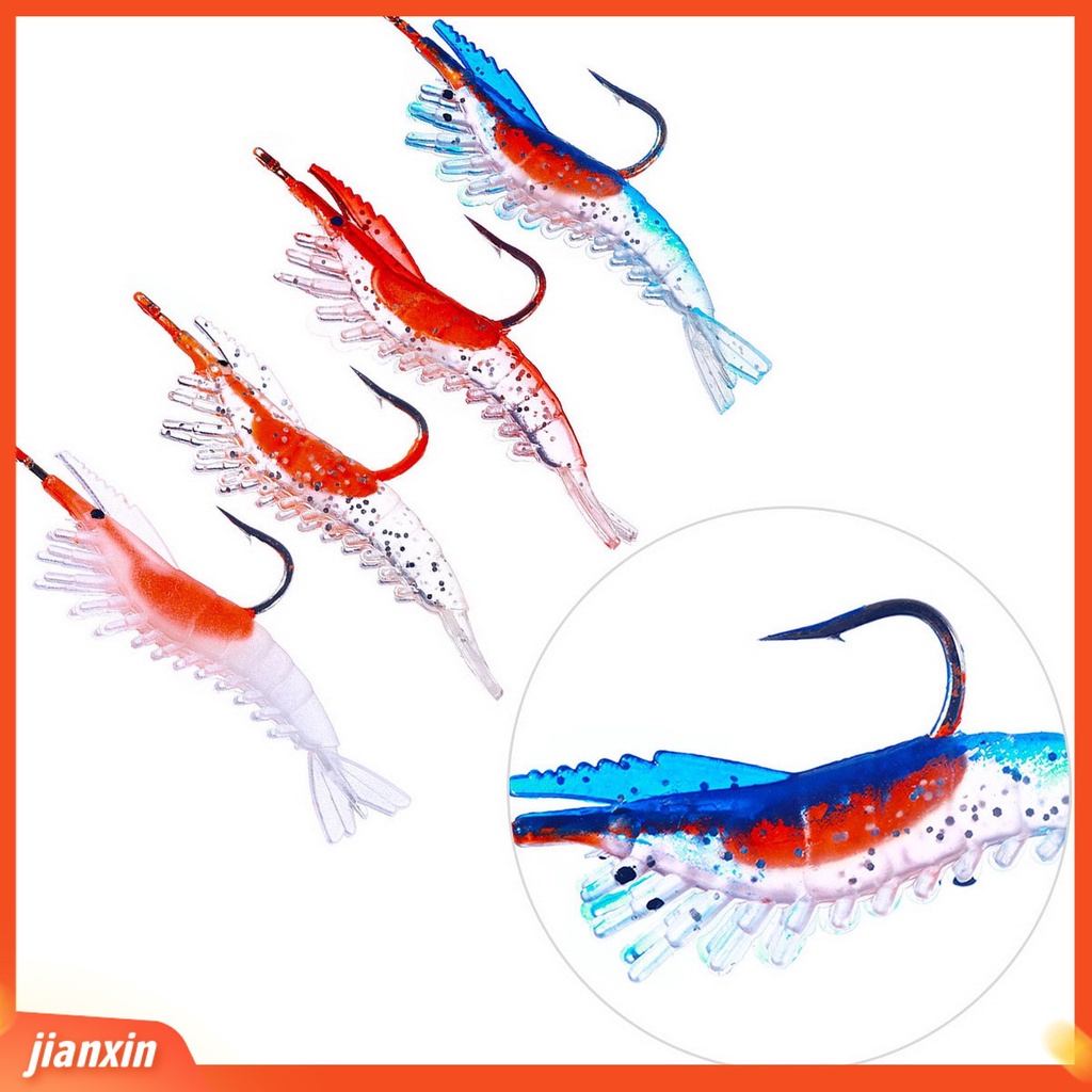 (In Stock) 5Pcs /Pack 6cm3g Soft Lures Realistis Simulasi Mata Angling PVC Udang Buatan Umpan Palsu Peralatan Memancing Untuk Pemancing