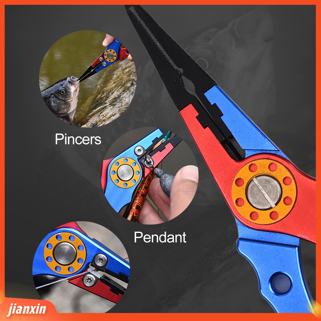 (In Stock) Tang Memancing Kekuatan Tinggi Tahan Korosi Ergonomis Pegangan Lanyard Desain Paduan Aluminium Super Tajam Tang Memancing Carbide Kepang Cutter Perlengkapan Memancing