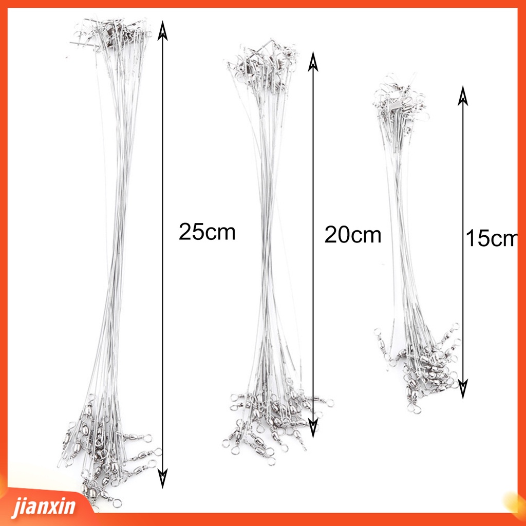 (In Stock) 60Pcs Pemimpin Kawat Pancing Heavy Duty Dengan Snap Swivel Stainless Steel Tahan Aus Garis Jejak Pancing Untuk Memancing