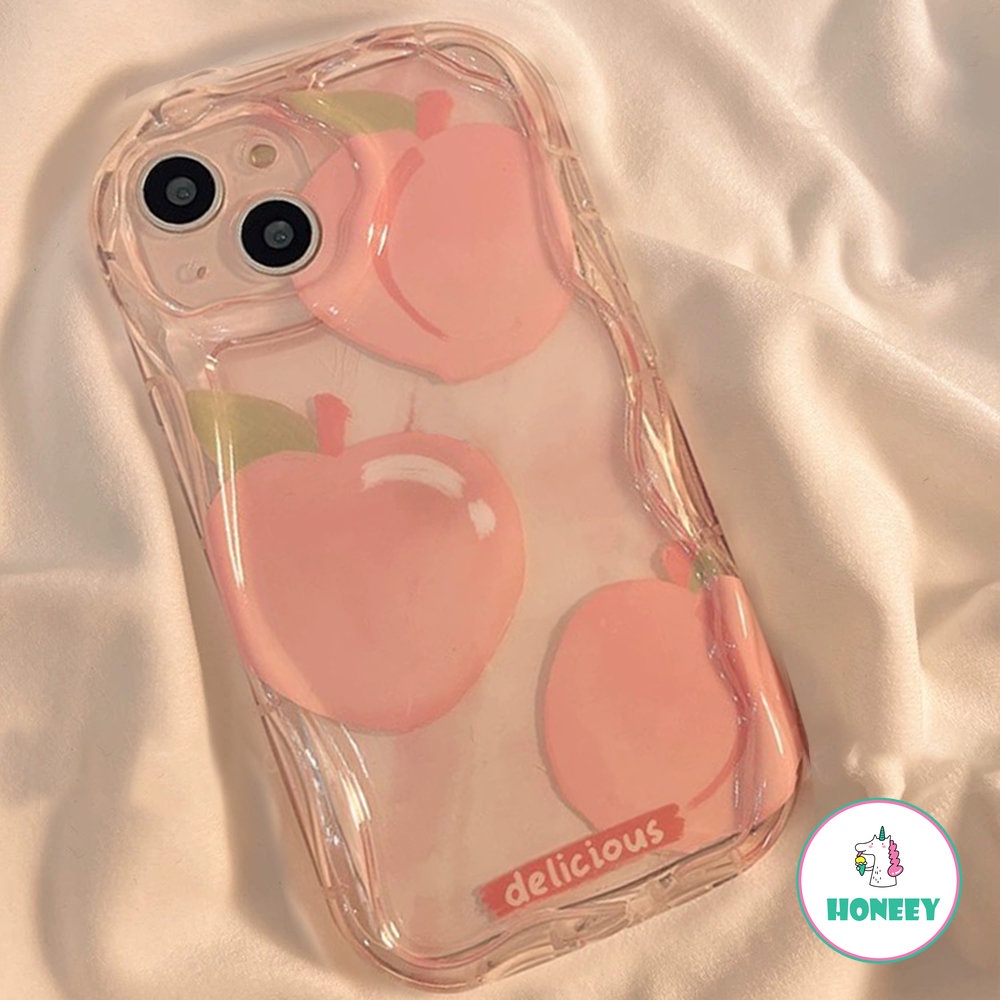 Ins Musim Panas Buah Peach Ponsel Case Kompatibel Untuk iPhone 14 Pro Max11 13 12 Pro Max Bening Silikon Penutup Pelindung