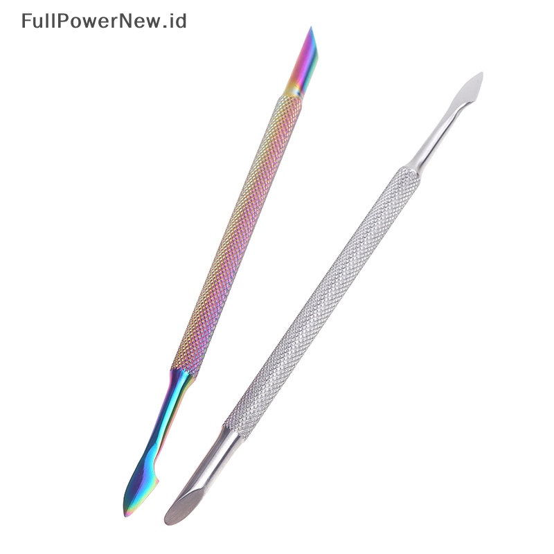 Power Stainless Steel Kutikula Pendorong Kuku Double Ended Spoon Nail Art Pedicure Alat ID