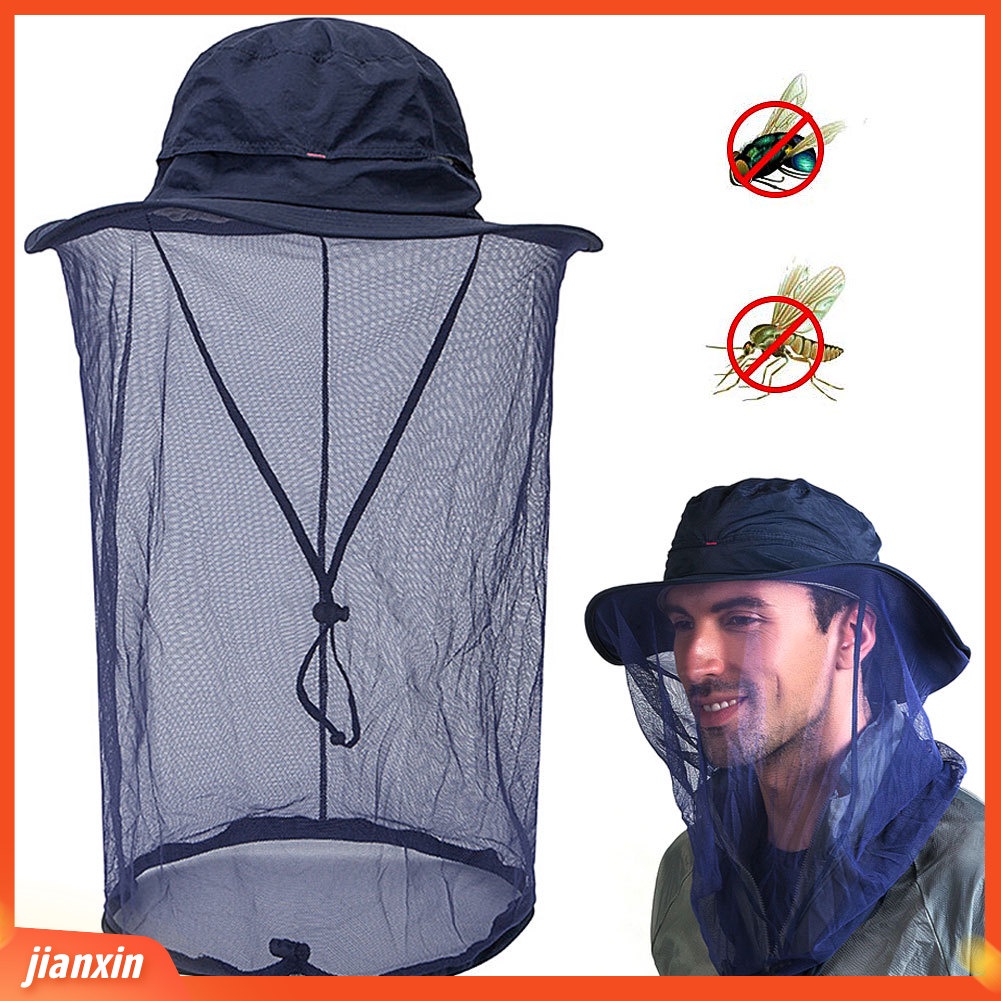(In Stock) Unisex Mosquito Insect Bee Net Mesh Kepala Pelindung Wajah Topi Pancing
