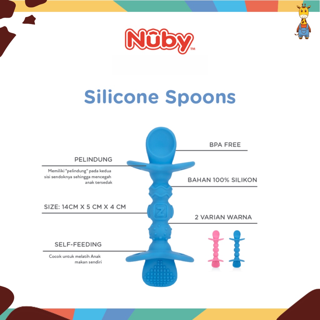 Nuby Silicone Spoons - Sendok Makan Anak Silikon