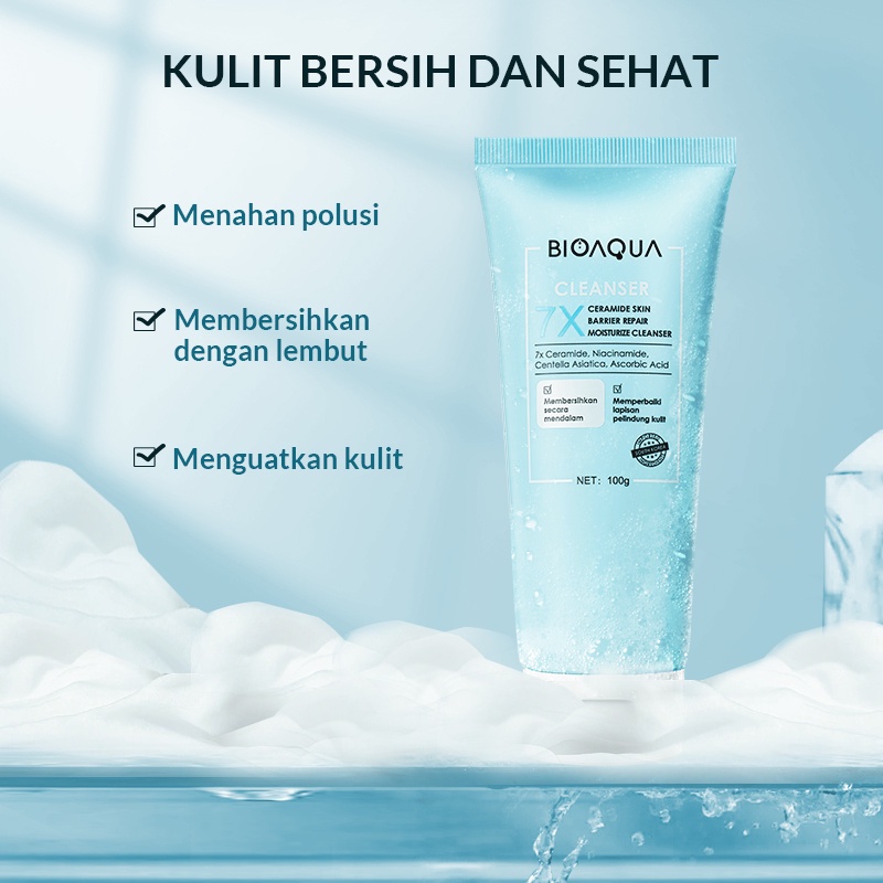 BIOAQUA 7X Ceramide Moisturizer Cleanser Cuci Muka 100g