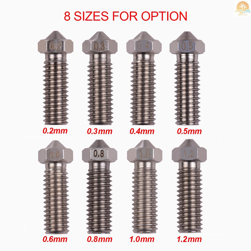 In Stock 3pcs 3D Printer Extruder Stainless Steel Volcano Nozzle M6 Thread Kepala Printer 0.2mm Output Untuk Sidewinder X1 TEVO Little Monster 1.75mm Filamen