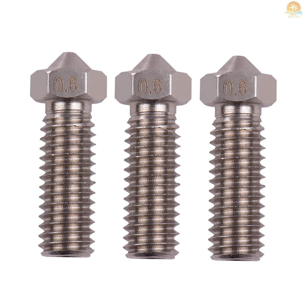 In Stock 3pcs 3D Printer Extruder Stainless Steel Volcano Nozzle M6 Thread Kepala Printer 0.2mm Output Untuk Sidewinder X1 TEVO Little Monster 1.75mm Filamen