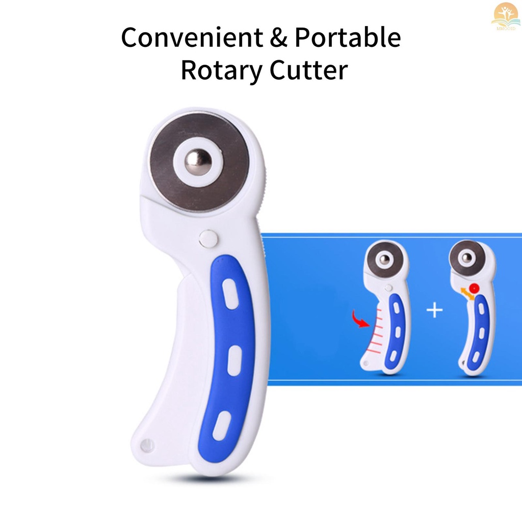 In Stock KW-triO Rotary Cutter Cutting Machine 45mm Blades Ergonomic Rubber Handle Rolling Cutter Dengan Kunci Pengaman Untuk Kain Kulit Kerajinan Kertas Jahit Quilting