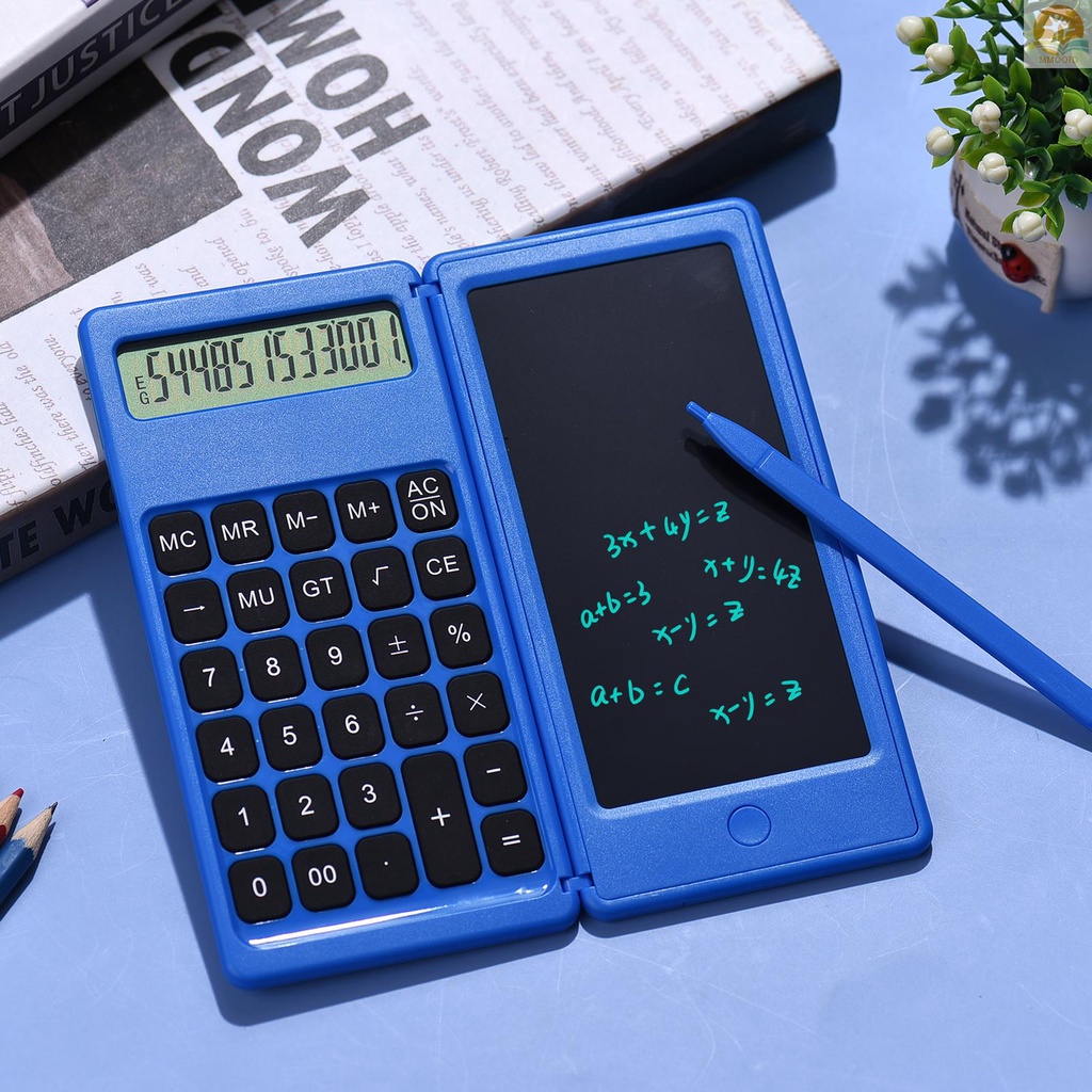 In Stock Foldable Calculator &amp; 6 Inch LCD Writing  Digital Drawing Pad 12 Digits Display with Stylus Pen Erase Button for Children Adults Home Office School Use