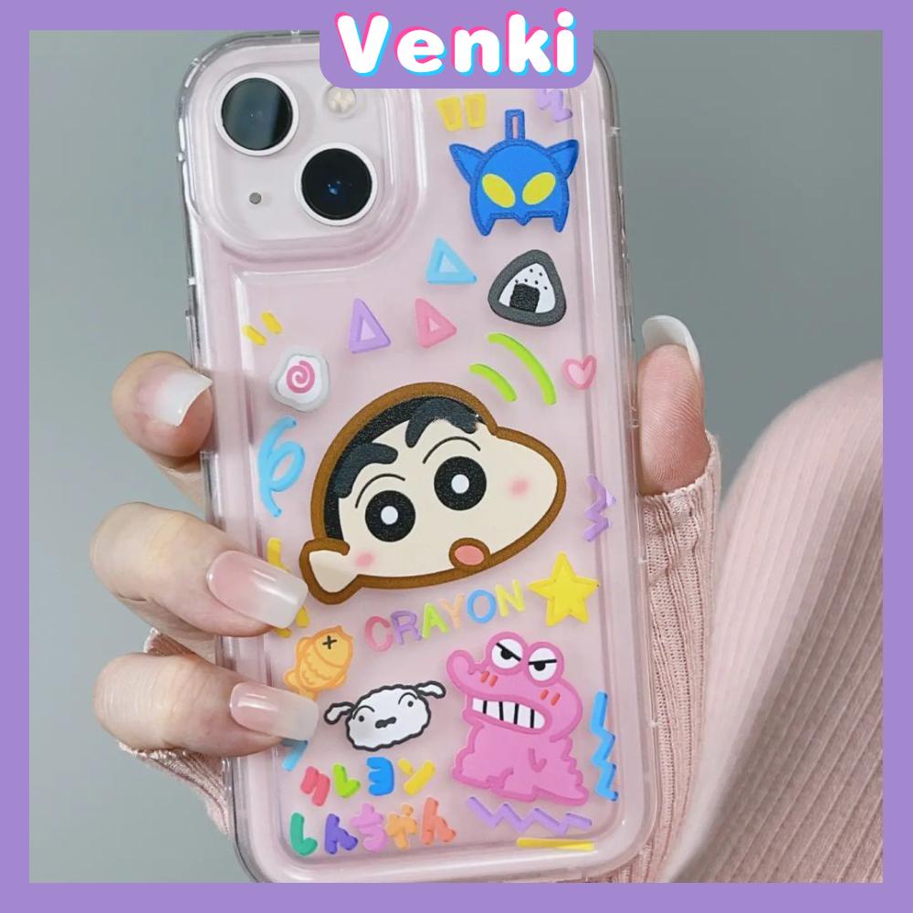 VENKI - Untuk iPhone 11 Case Bening Lembut TPU Bingkai Foto Airbag Phone Case Tahan Guncangan Perlindungan Kamera Karakter Kartun Kompatibel dengan iPhone 14 13 Pro Max iPhone 12 Pro Max 7 8