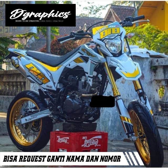 DECAL CRF150 L PUTIH GOLD CUSTOM LAMINASI