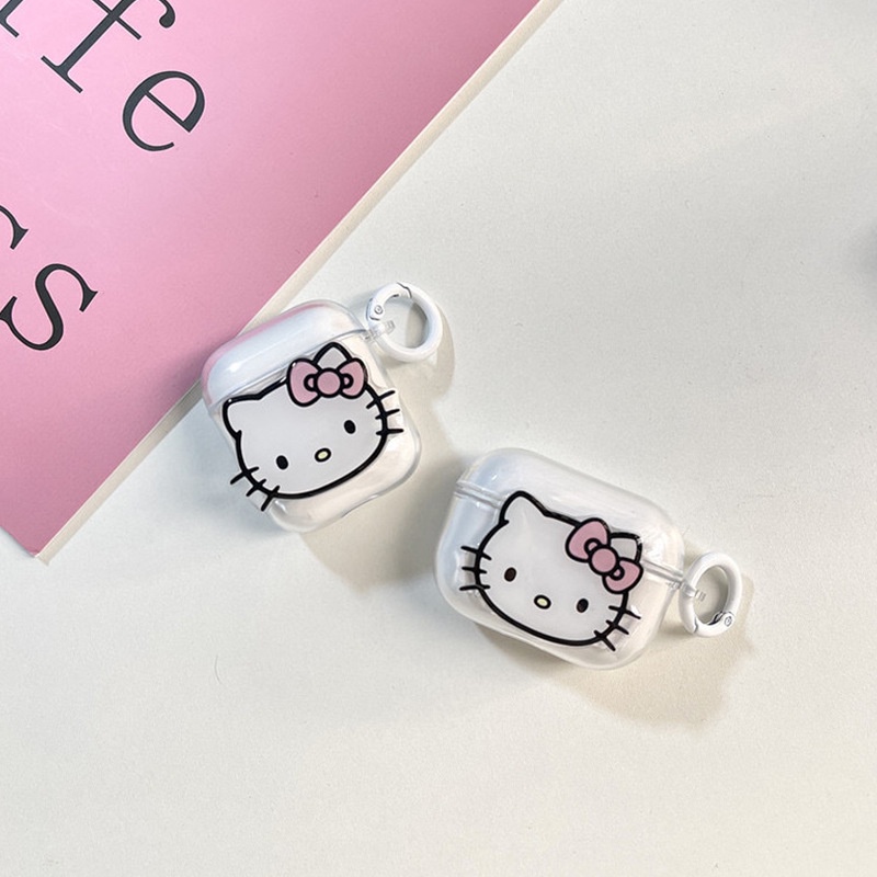 Kartun Lucu Kitty Kucing Lembut Transparan TPU Case Wirelss Bluetooth Earphone Cover Pelindung Untuk Airpods1 2 3 PRO PRO2