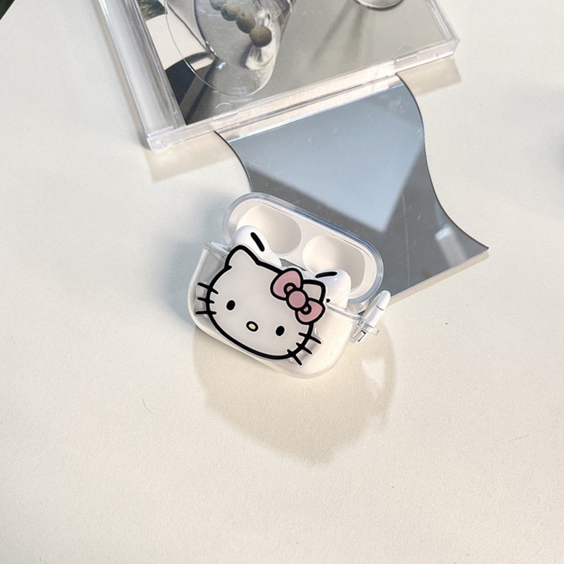 Kartun Lucu Kitty Kucing Lembut Transparan TPU Case Wirelss Bluetooth Earphone Cover Pelindung Untuk Airpods1 2 3 PRO PRO2