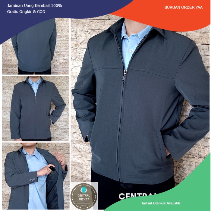 JAKET FORMAL SEMI JAS PRIA - JASKET KANTOR - BLAZER SEMI JAS HITAM - Abu-abu, M