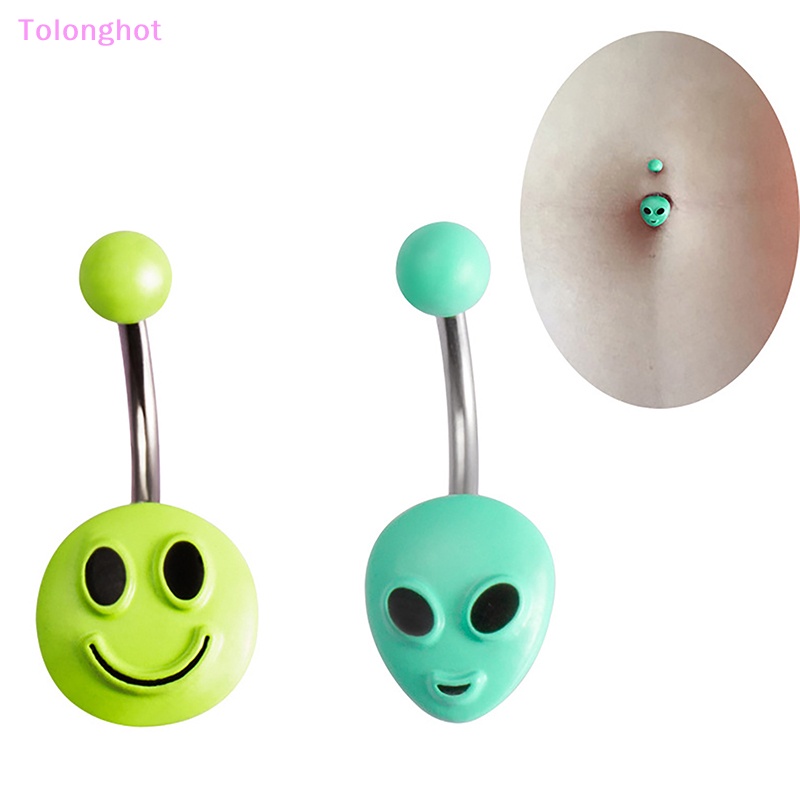 Tolonghot&gt; Alien Smile Belly Button Rings Stainless Steel Kreatif Sexy Pusar Kuku Cincin Pusar Untuk Wanita Perhiasan Tubuh well