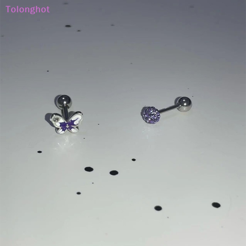 Tolonghot&gt; 1Pcs Ungu Menetes Minyak Kupu-Kupu Telinga Tulang Kuku Spiral Stud Anting Untuk Wanita Gadis Pesta Perhiasan Hadiah well