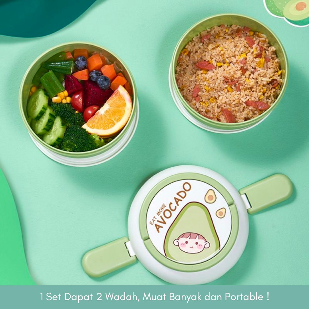 [PSM] LUNCH BOX TUMPUK KOTAK BEKAL 1200 ML ANTI TUMPAH DAPAT FREE SENDOK GARPU