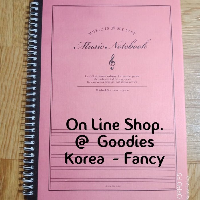 

✨BISA COD✨ -Buku Spiral Musik Garis5 / Music NoteBook Size A4 Ori Korea ReadyStock - Pink