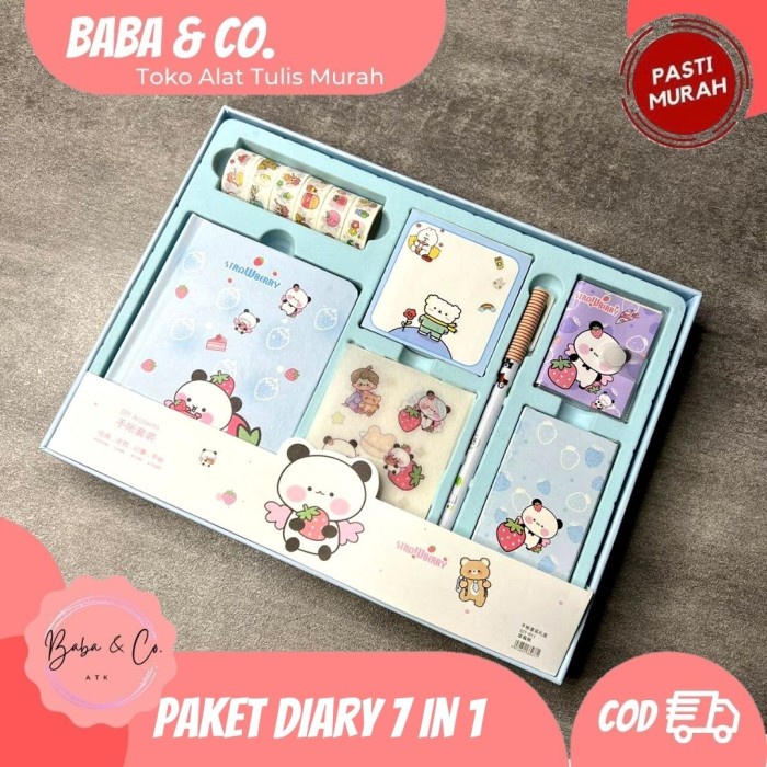 

✨BISA COD✨ -PAKET JURNAL DAIRY 7 IN 1 BUKU UNIK LUCU KADO BOOK STICKER MURAH COD