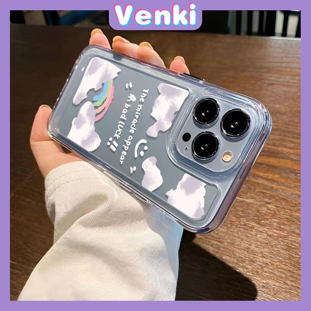 VENKI - Untuk iPhone 11 Case Clear Space Hard Acrylic Case Shockproof Protection Camera Romantic Rainbow Clouds Kompatibel dengan iPhone 14 13 Pro Max iPhone 12 Pro Max XR 7Plus 8Plus