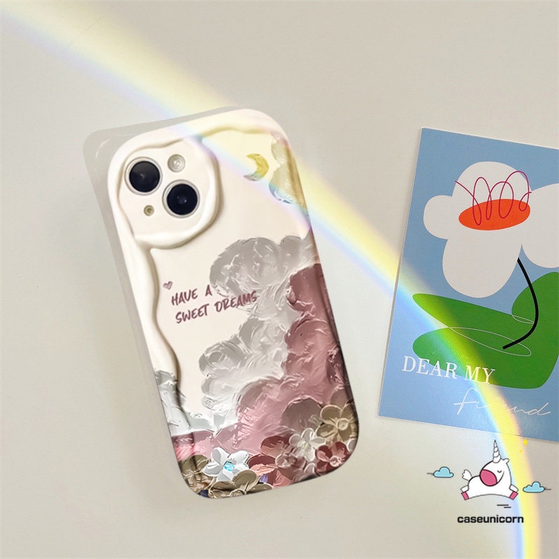 Fashion 3D Wavy Curved Edge Back Cover Case Untuk Infinix Hot8 30i 9 10Lite Hot 10 11 12 30 20 8 9 Play Note 12 G96 12 4G Smart 6Plus 6 7 5 Art Lukisan Cat Minyak Bunga Awan Lembut Sarung