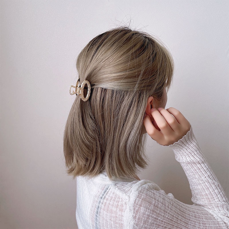 HZ  Jepit Rambut Korea Wanita Bahan Alloy Logam Warna Emas Gold Hair Claw Clip Girl Women Fashion Hairpin Import