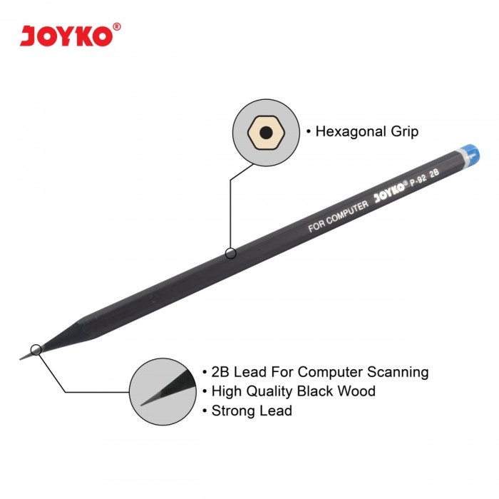 

PENSIL JOYKO P-92 BLACK WOOD 2B [PACK]