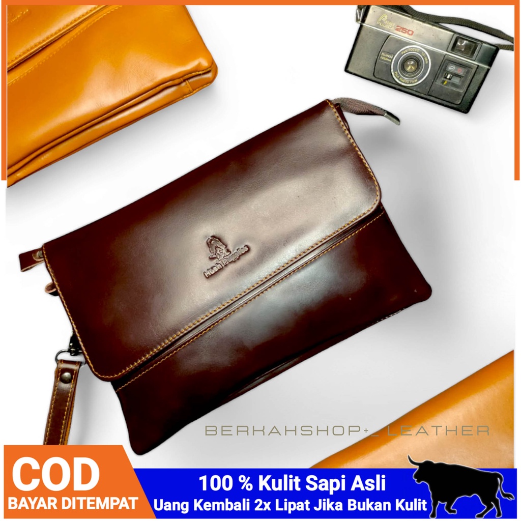 Pouch Clutch Handbag Tas Tangan Pria Kulit Sapi Asli 100% Garut Terbaru