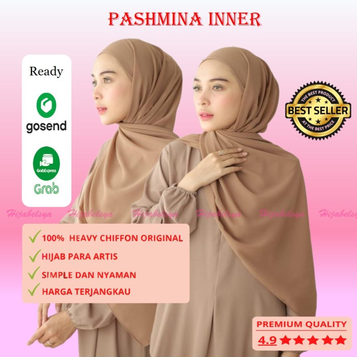 Promo COD Terlaris Syma pashmina instan 2 in 1 (with inner) - choco