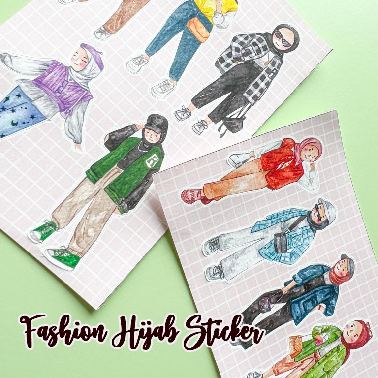 

1 Lembar Sticker Chibi Hijab Kiss Cut / Stiker Journaling Bujo Journal Jurnal Scrapbook DIY Hiasan Lucu
