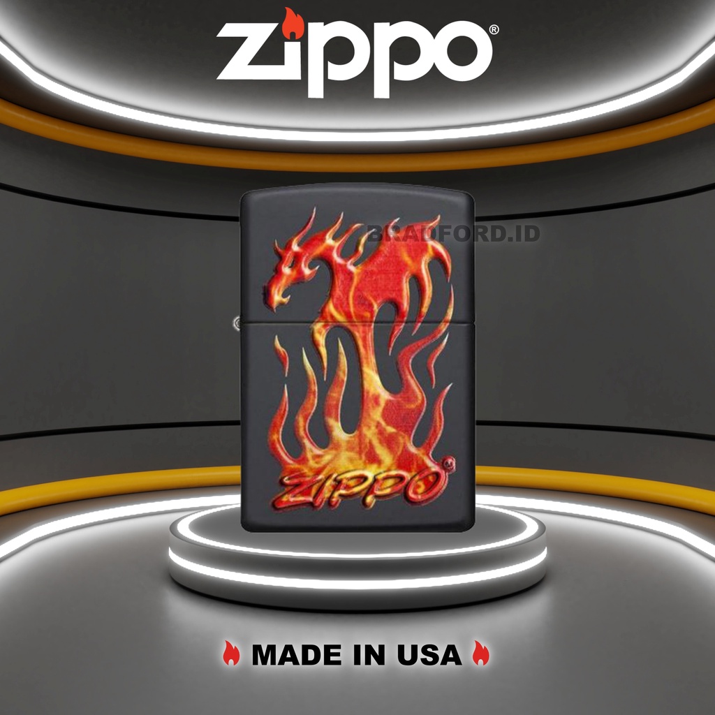 Korek Api Zippo Zippo Flaming Dragon Design 29735 Original Made In USA