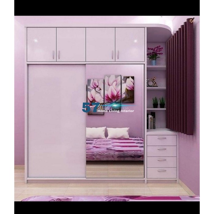 Lemari Pakaian Minimalis Pintu 2 Slidding Bahan Plywood HPL