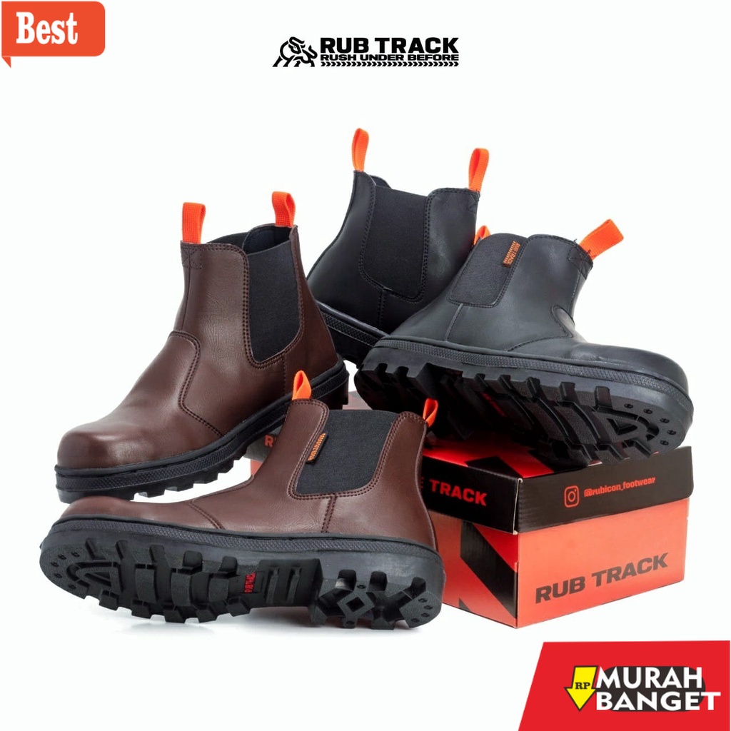 Boot pria terbaru- RUBTRACK SEPATU SAFETY BOOTS PRIA UJUNG BESI KULIT SINTETIS SELOBONG PRIA WORK SE