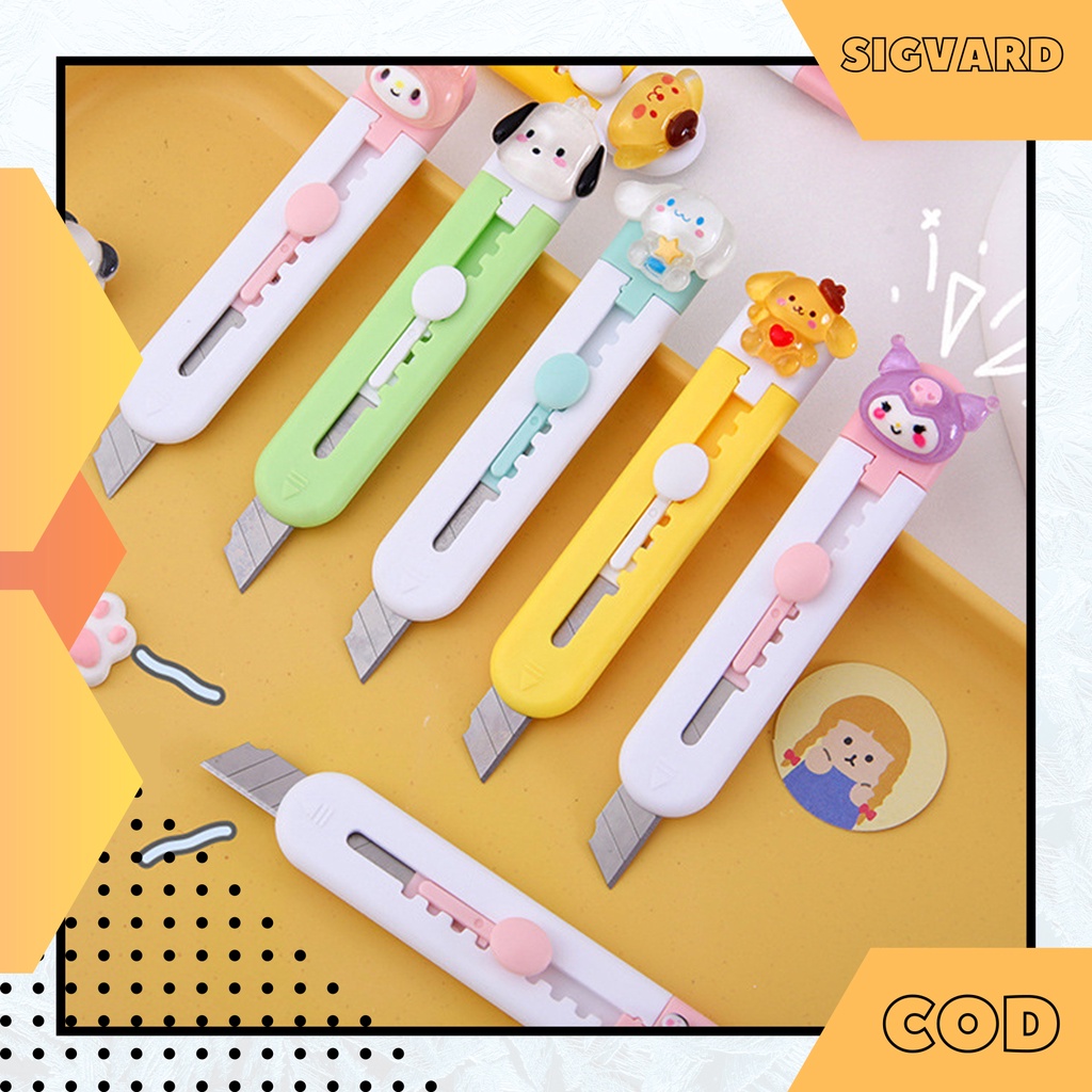 

SIGVARDSTORE - Pisau Cutter Mini Portabel Karakter lucu Silet Kecil Pemotong Kertas AD04