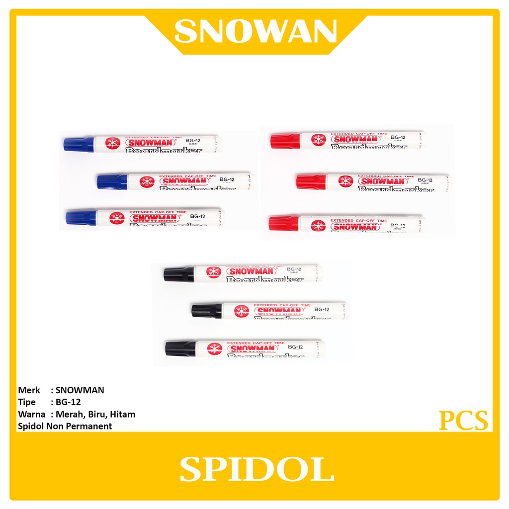 

SNOWMAN - Spidol Board Marker BG-12 Warna - Pcs