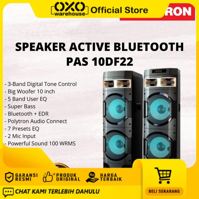 POLYTRON - ACTIVE SPEAKER PAS 10DF22 Low Watt Garansi resmi