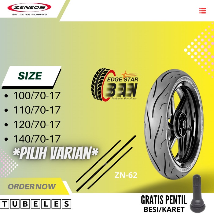 BAN ZENEOS ZN62(100/70-17)(110/70-17)(120/70-17)(140/70-17) TUBLESS