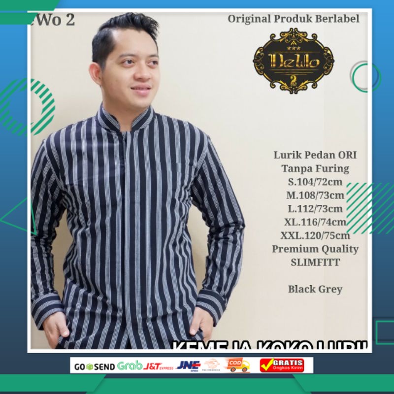 BATIK KEREN DESAIN BARU STYLE JAWA /Kemeja Lurik Lengan Panjang Pria Lurik Pria Black Grey Lengan Pa
