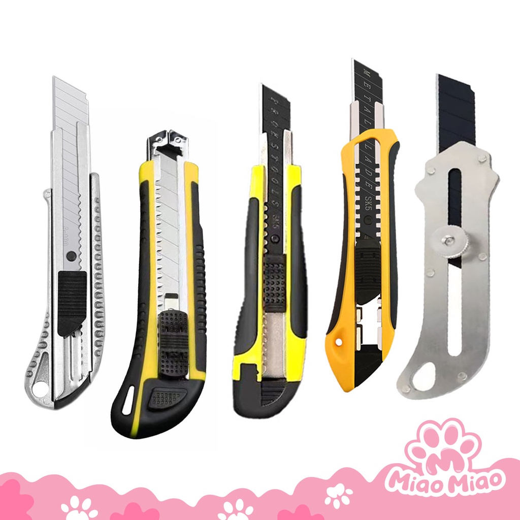 

Cutter Pemotong Kertas & Kerajinan Tangang - Gagang Stainless & Aluminium - Refill Cutter 18mm