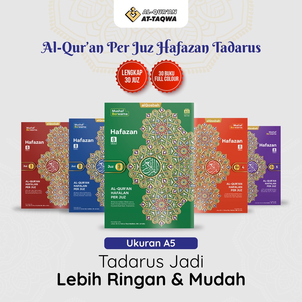 Al Quran Per Juz Hafazan 8 Blok | Ukuran Sedang A5 | NON-PERKATA LATIN | BONUS BUKU DZIKIR