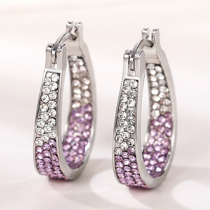 Warna-warni CZ Hoop Earrings Wanita Fashion Ear Hoop Aksesoris Mewah Pengantin Pernikahan Anting Pernyataan Perhiasan