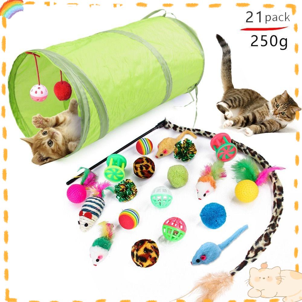 Solighter 21pcs Mainan Interaktif Kucing Indoor Terbaik Bentuk Tikus Bola Kitten Toys