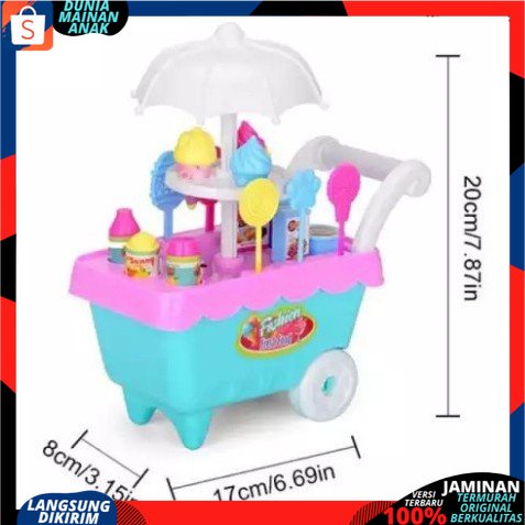 Mainan edukasi anak Anak Gerobak Es Krim Permen Keranjang Bonus 2 Kuda Pony Anak-anak DIY Play Set  FI503 SNI