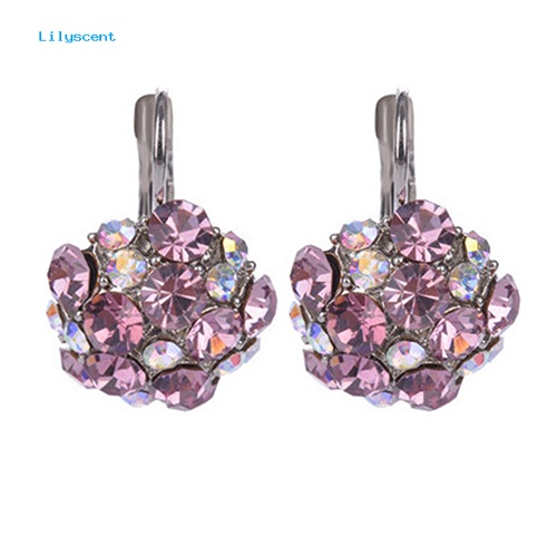 Lilyscent Wanita Warna-Warni Cubic Zirconia Bola Eardrop Leverback Earrings Perhiasan Pesta