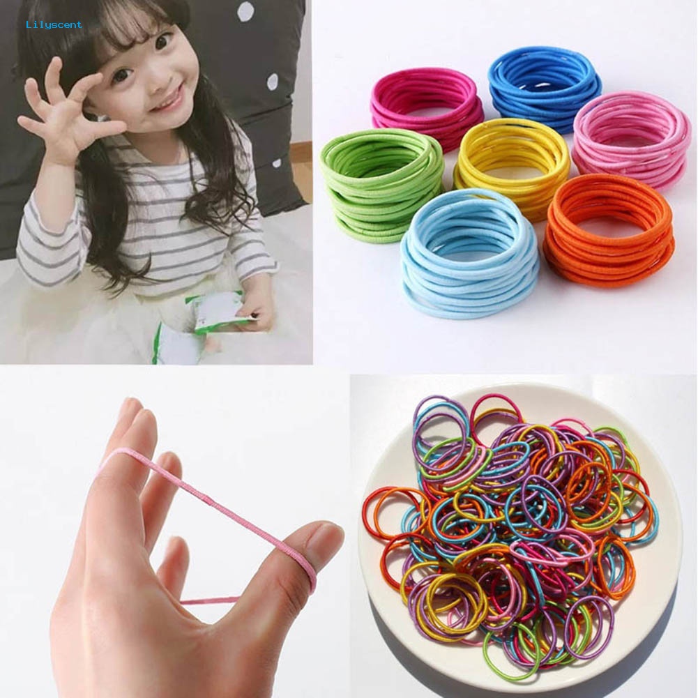 Lilyscent 10Pcs Sederhana Bayi Perempuan Warna Solid Elastis Rambut Cincin Dasi Tali Ponytail Holder